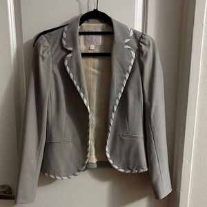 Rebecca Taylor Gray Blazer with White Trim
